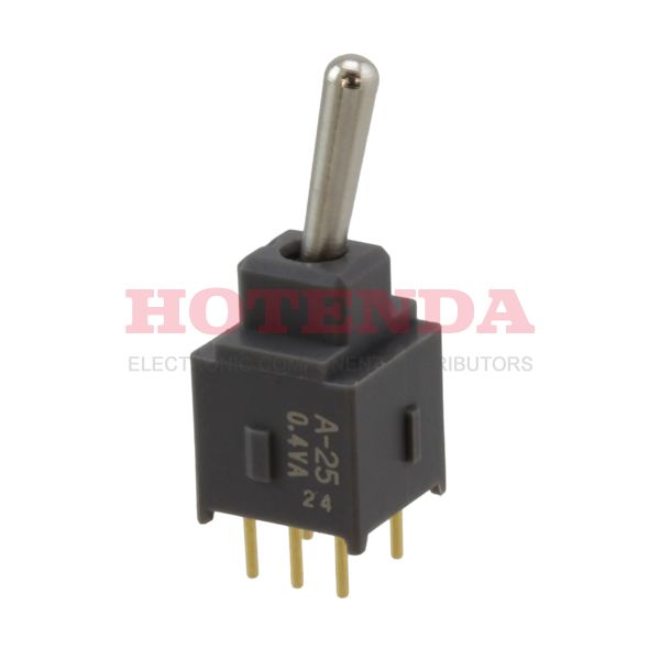 A25AP - NKK SWITCHES A25AP Toggle Switch, Non Illuminated, DPDT, On-(On), Through Hole, 100 mA