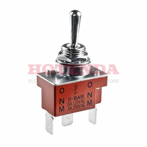 S8AWF - Switch Toggle (ON) OFF (ON) SPDT Round Lever Solder Lug 20A 250VAC 30VDC Panel Mount with Threads