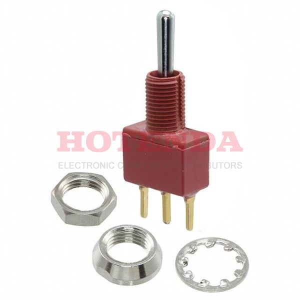 E103SYCBE - Switch Toggle ON OFF ON SPDT Round Lever PC Pins 20VAC 20VDC 0.4VA PC Mount with Threads