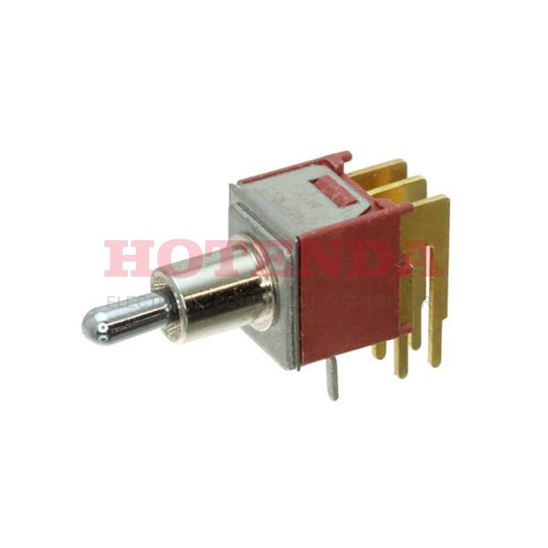 T205MH9ABE - Switch Toggle Mom OFF Mom DPDT Round Lever PC Pins 20VAC 20VDC 0.4VA PC Mount with Bracket