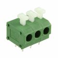 1-2834018-3 - 0.197 5.00mm Green Tray Polyamide (PA66), Nylon 6/6 Through Hole Horizontal with Board Screwless - Push Button Clamp 1 Levels 14-20 AWG