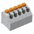 691412320005 - 0.150 3.81mm Gray Bulk Polyamide (PA66), Nylon 6/6 Through Hole, Kinked Pin 45° (135°) Angle with Board Screwless 1 Levels 16-30 AWG WR-TBL Series 4123