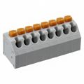 691412320008 - 0.150 3.81mm Gray Bulk Polyamide (PA66), Nylon 6/6 Through Hole, Kinked Pin 45° (135°) Angle with Board Screwless 1 Levels 16-30 AWG WR-TBL Series 4123