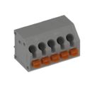 691417320005S - 0.150 3.81mm Gray Bulk Polyamide (PA66), Nylon 6/6 Through Hole, Kinked Pin 45° (135°) Angle with Board Screwless 1 Levels 16-30 AWG WR-TBL Series 4173S