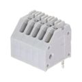EB59A-05-V - 0.098 2.50mm Gray Bulk Polyamide (PA66), Nylon 6/6 Through Hole, Kinked Pin Horizontal with Board Screwless - Leg Spring, Push-In Spring 1 Levels 20-28 AWG EB