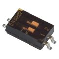 GDH02S - Switch DIP ON OFF SPST 2 Recessed Rocker 0.025A 24VDC Gull Wing 1.27mm SMD