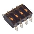 GDS04S - Switch DIP OFF ON SPST 4 Recessed Slide 24VDC 0.4VA Gull Wing 2.54mm SMD