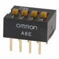 A6E-4104 - OMRON ELECTRONIC COMPONENTS A6E-4104 DIP / SIP Switch, A6E Series, SPST, DIP Unsealed, Through Hole, 25 mA, 24 VDC