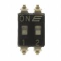 KAJ02TGGT - Switch DIP OFF ON SPST 2 Recessed Slide 0.025A 24VDC Gull Wing 2.54mm SMD Tube