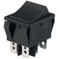 R5CBLKBLKEF0 - Switch Rocker ON ON DPDT Quick Connect Curved Rocker 20A 250VAC 250VDC 559.27VA 30000Cycles