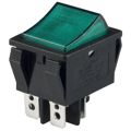R5BBLKGRNIF1 - Illuminated Rocker Switches 15A 250V DPST On-OffNeon Bulb