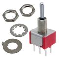 1825139-9 - Switch Toggle ON OFF ON DPDT Long Baton Toggle PC Pins 5A 250VAC 28VDC PC Mount with Threads Bulk