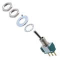 MTA106DPC - Switch Toggle ON None ON SPDT Long Bat Lever PC Pins 6A 250VAC 28VDC PC Mount with Threads