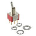 1-1825139-6 - Switch Toggle (ON) OFF (ON) DPDT Long Baton Toggle PC Pins 20VAC 20VDC 0.4VA PC Mount with Threads Bulk