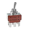 S332F - Switch Toggle ON None ON DPDT Round Lever Quick Conn 25A 250VAC 30VDC Panel Mount with Threads