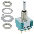 MTA206P - Switch Toggle ON OFF ON DPDT Long Bat Toggle Wire Lug 6A 250VAC 28VDC Panel Mount with Threads