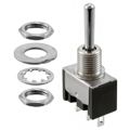M2013SA1W01 - Switch Toggle ON OFF ON SPDT Small Bat Lever Solder Lug 6A 250VAC 30VDC Panel Mount with Threads