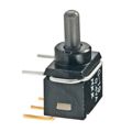 G19AH - Switch; Sealed; Toggle; SPDT; ON-OFF-(ON); .150 Column Act; 0.4A; 28VAC/DC; R/A PC
