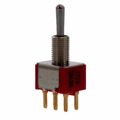 1825139-8 - Switch Toggle ON OFF ON DPDT Long Baton Toggle PC Pins 20VAC 20VDC 0.4VA PC Mount with Threads Bulk