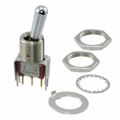 7101TPV3BE - Switch Toggle ON None ON SPDT Round Lever PC Pins 20VAC 20VDC 0.4VA PC Mount with Bracket and Threads