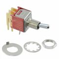 T201MHABE - Switch Toggle ON None ON DPDT Round Lever PC Pins 20VAC 20VDC 0.4VA PC Mount with Bracket and Threads