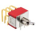7301MD9AV2BE - Switch Toggle ON None ON 3PDT Round Lever PC Pins 20VAC 20VDC 0.4VA PC Mount with Bracket