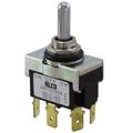 1-6437630-1 - Switch Toggle (ON) OFF (ON) DPDT Round Lever Quick Conn 20A 250VAC 30VDC Panel Mount with Threads Bulk